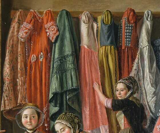 Huile sur bois, Atelier de couture à Arles, Antoine Raspal