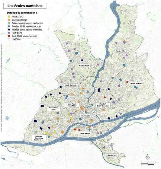 Carte de datation des écoles nantaises