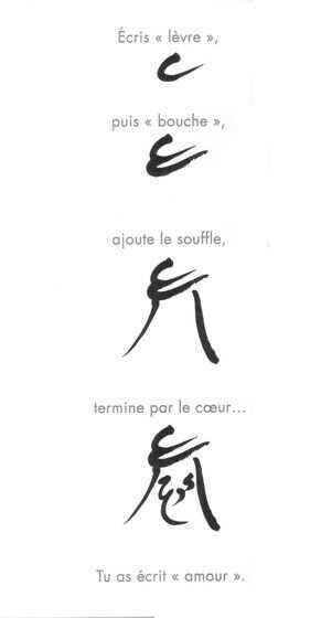 Calligraphie de l’idéogramme « amour » extrait de « Qui es-tu ? Je suis l’amour »