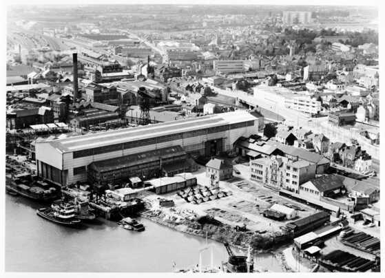 Photographie aérienne des Anciens Chantiers Dubigeon