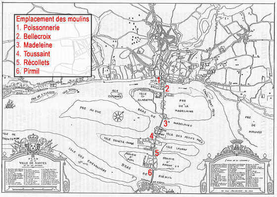 Emplacement des moulins sur la Loire