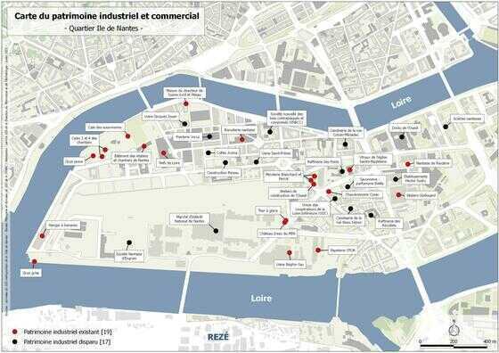 Carte du patrimoine industriel et commercial de l'Île de Nantes