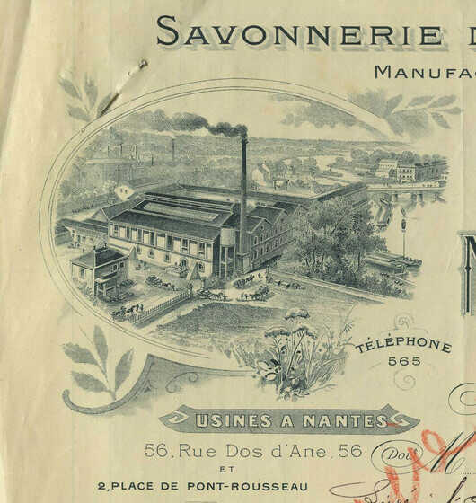 Détail d'une facture de la Savonnerie de la Sèvre, Maurice Bertin et Compagnie