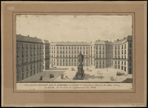 Gravure de la place Royale d’après les plans de Mathurin Crucy