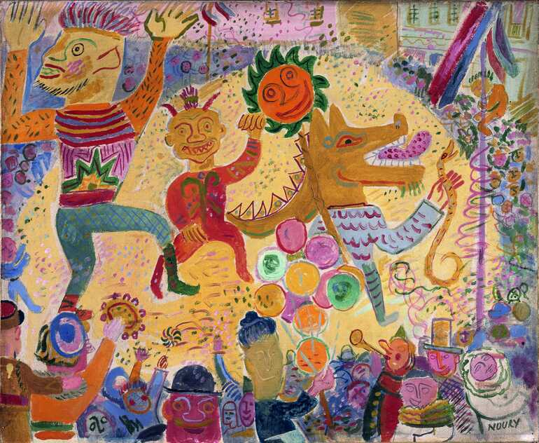 Huile sur toile,  <i>Le carnaval de Nantes</i> 