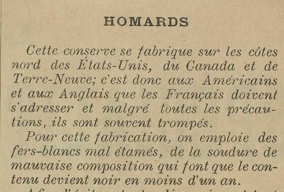 Avertissement sur les conserves de homard