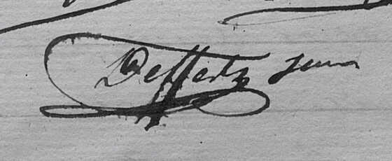 Signature de François Deffès jeune en 1845, alors Maire de Chantenay