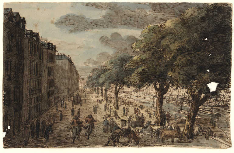 Plume et aquarelle, <i>Le quai de la Fosse</i>
