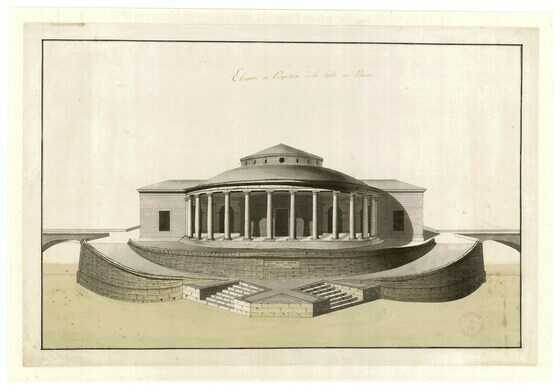 Élévation et perspective de la poissonnerie de l'île Feydeau