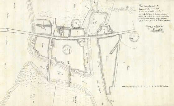 Plan d'une portion de ville comprise entre le pont d'Orient et les douves dites des Récollets