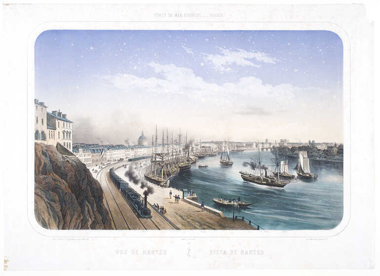Lithographie, <i>Le port de Nantes</i>, publiée dans Ports de mer d'Europe