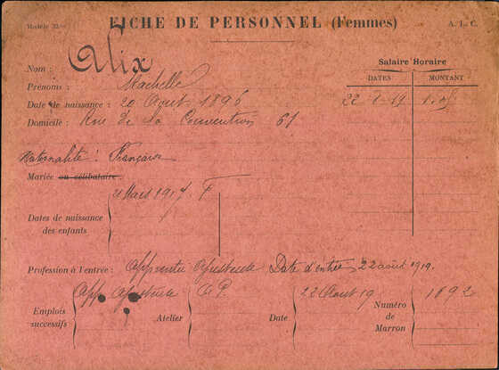 Fiche de personnel des ACL
