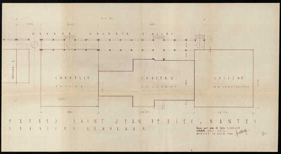Plan du bâtiment administratif de l'institut Dobrée agrandi pour le nouveau centre d’accueil des Frères de Saint-Jean-de-Dieu