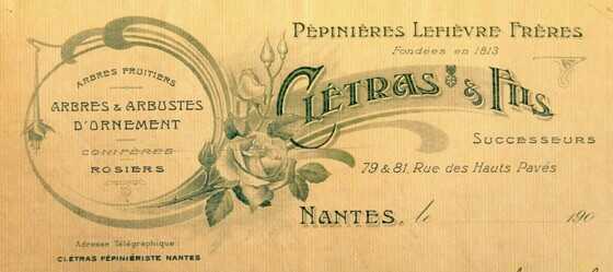 Papier en-tête de la Pépinière Clétras