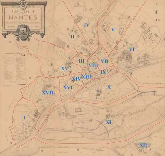 Carte de la numérotation des sections de Nantes