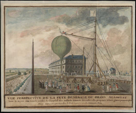 Dessin de la fête générale du grand aérostat