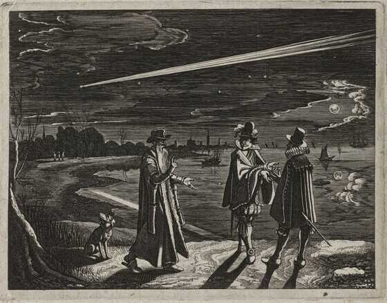 Représentation de la comète de 1618 par Adriaen van de Venne